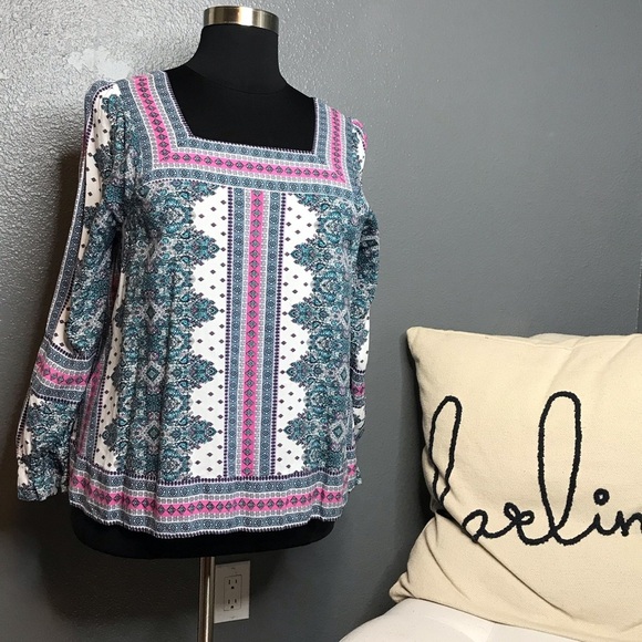 Lane Bryant Tops - **Donated 2024** Lane Bryant blue and pink bohemian top size 16W